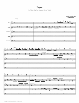 Fugue 17 from Well-Tempered Clavier, Book 2 (Woodwind Quintet)