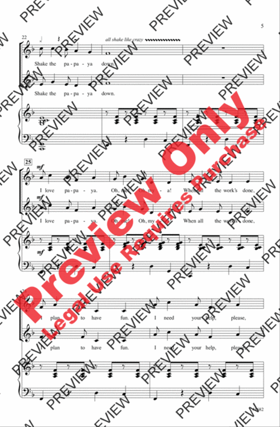 The Papaya Song 2-Part scores gallery preview page 5