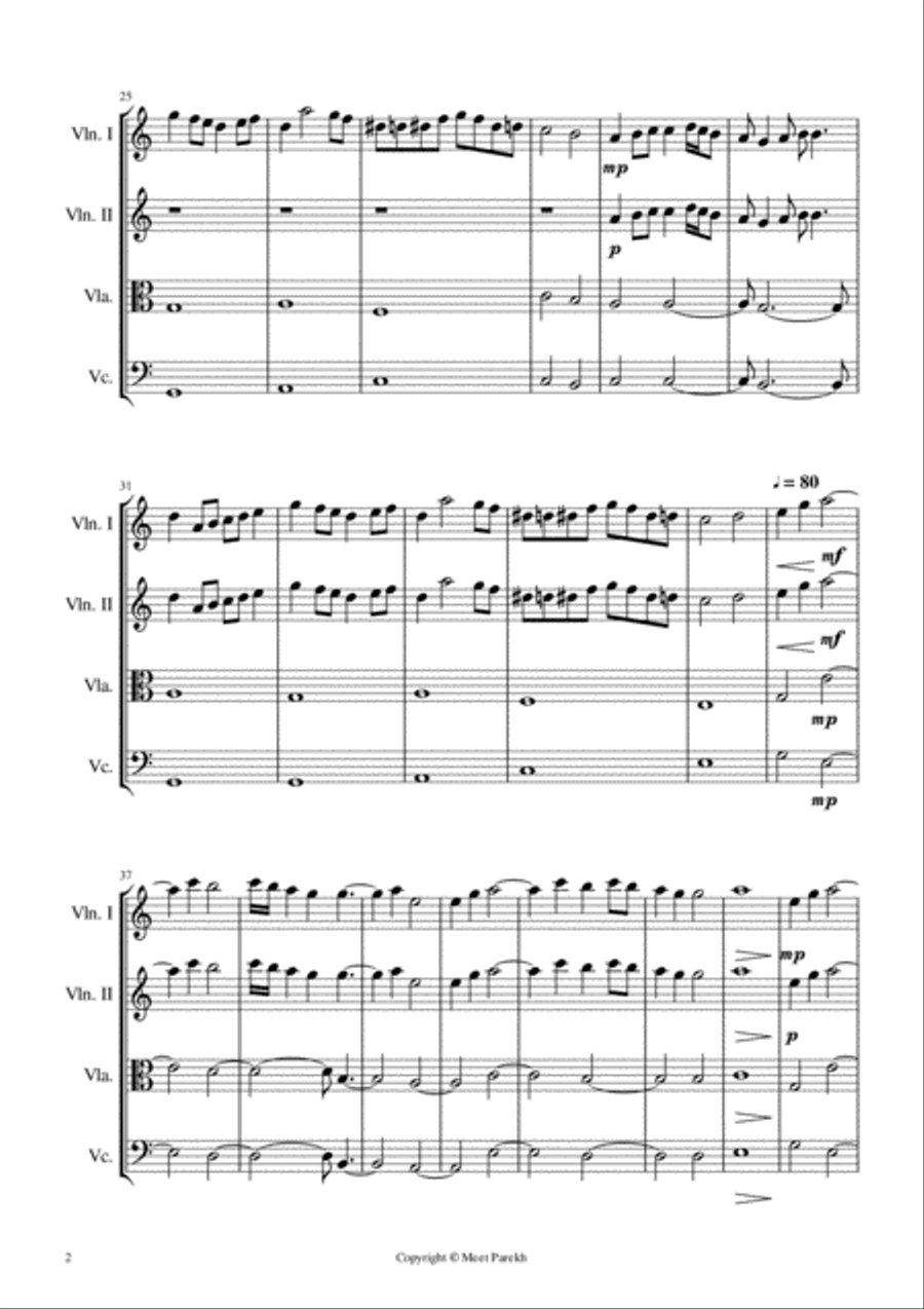 For The Love Of A Princess from the Twentieth Century Fox Motion Picture BRAVEHEART String Quartet scores gallery preview page 2