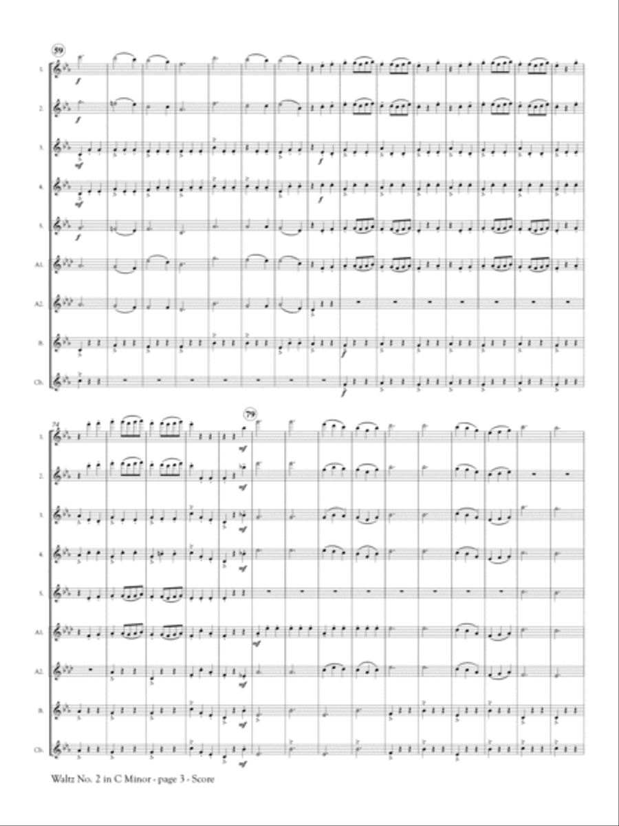 Waltz No. 2 in C Minor for Flute Orchestra Flute Choir scores gallery preview page 4