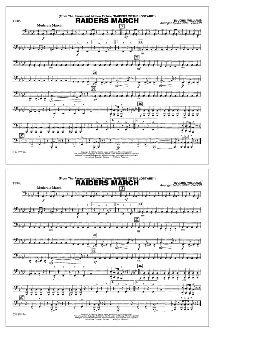 Raiders March (arr. Johnnie Vinson) - Tuba Marching Band scores gallery preview page 1