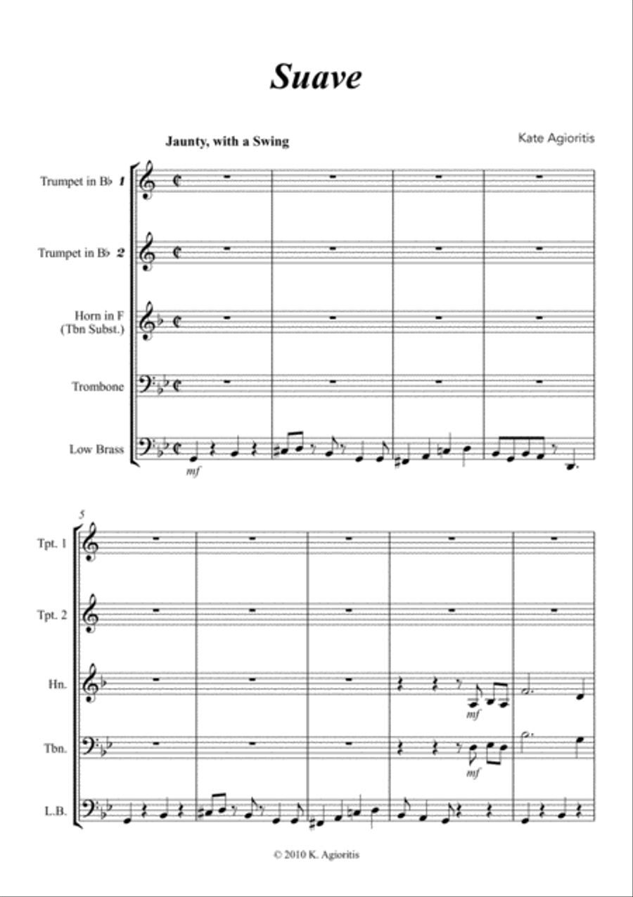 Suave - for Brass Quartet Brass Quartet scores gallery preview page 3