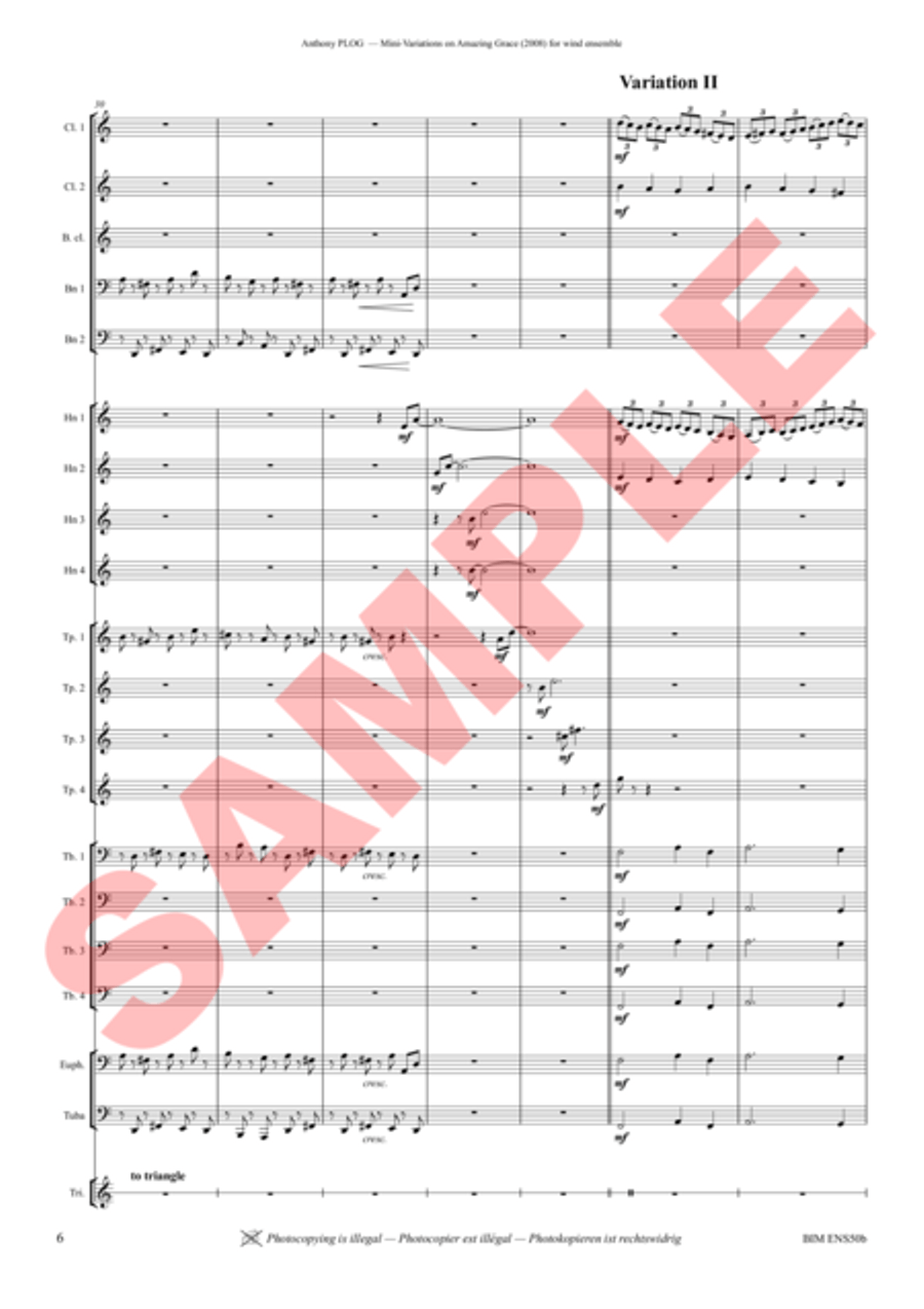 Mini-Variations on Amazing Grace Bass Clarinet scores gallery preview page 5