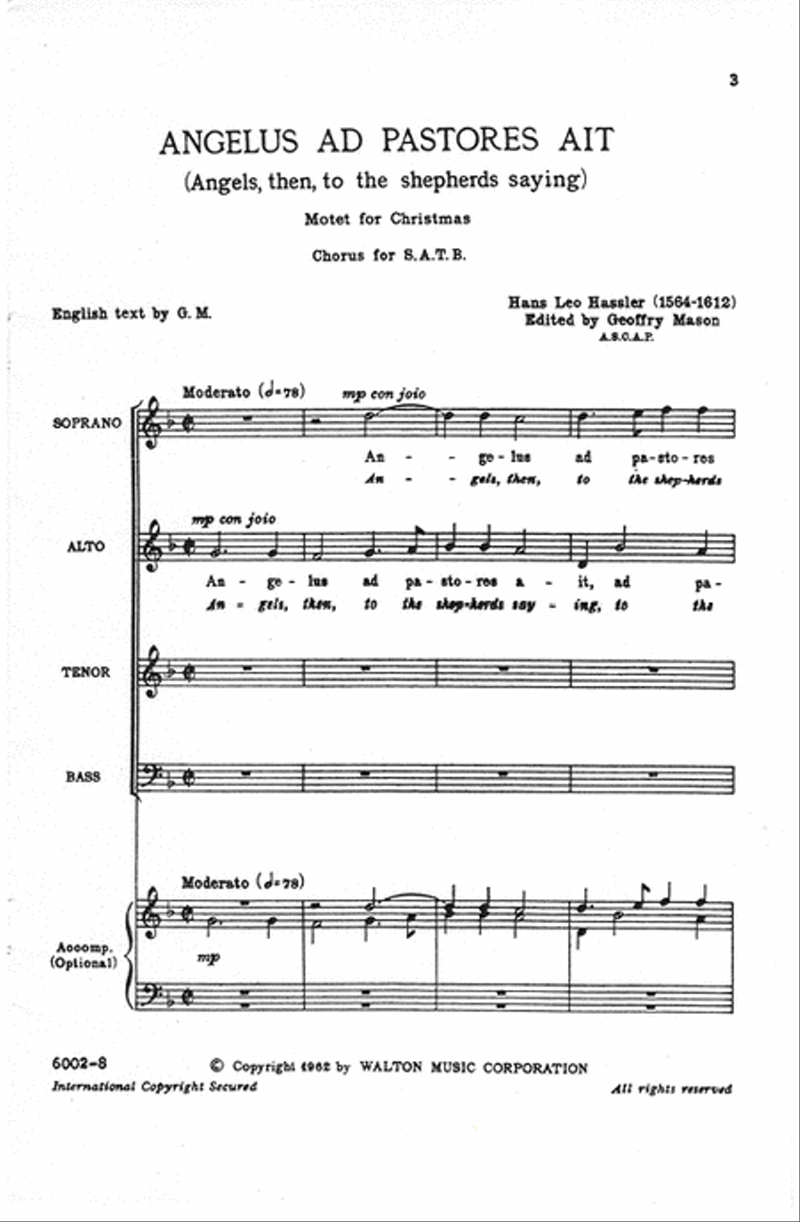 Angelus Ad Pastores Ait (Angels, then to the shepherds saying) 4-Part scores gallery preview page 2