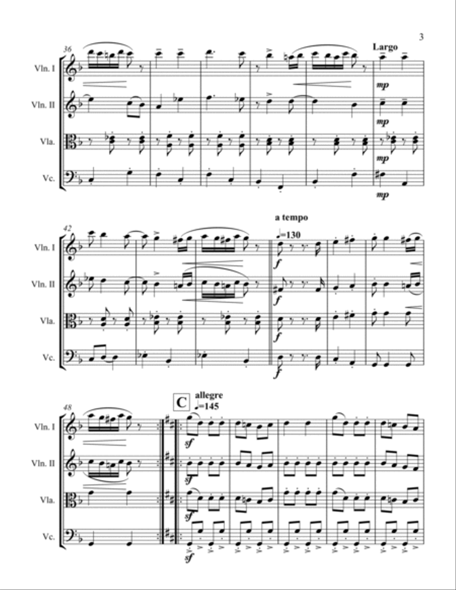 Hungarian Dance No. 5 by J. Brahms for String Quartet String Quartet scores gallery preview page 3