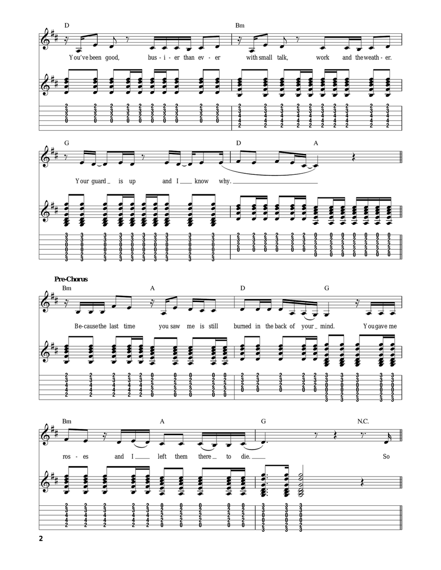 Back To December Acoustic Guitar scores gallery preview page 2