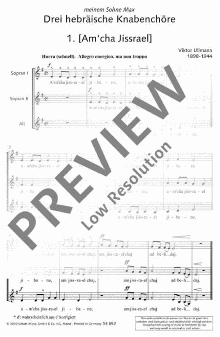 Three Hebrew pieces for boys' choir SSA scores gallery preview page 4
