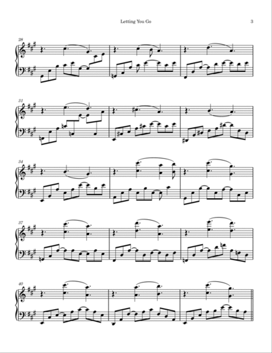 Letting You Go Piano Solo scores gallery preview page 3