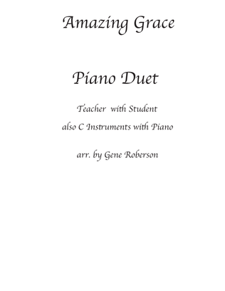 Amazing Grace Piano Duet Easy Plus C Instrument solo
