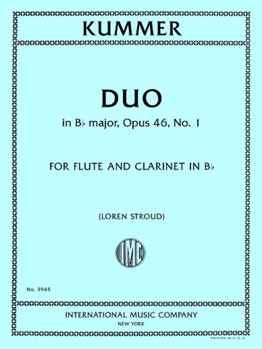 Duo in B flat major, Opus 46, No. 1, for Flute and Clarinet in B flat