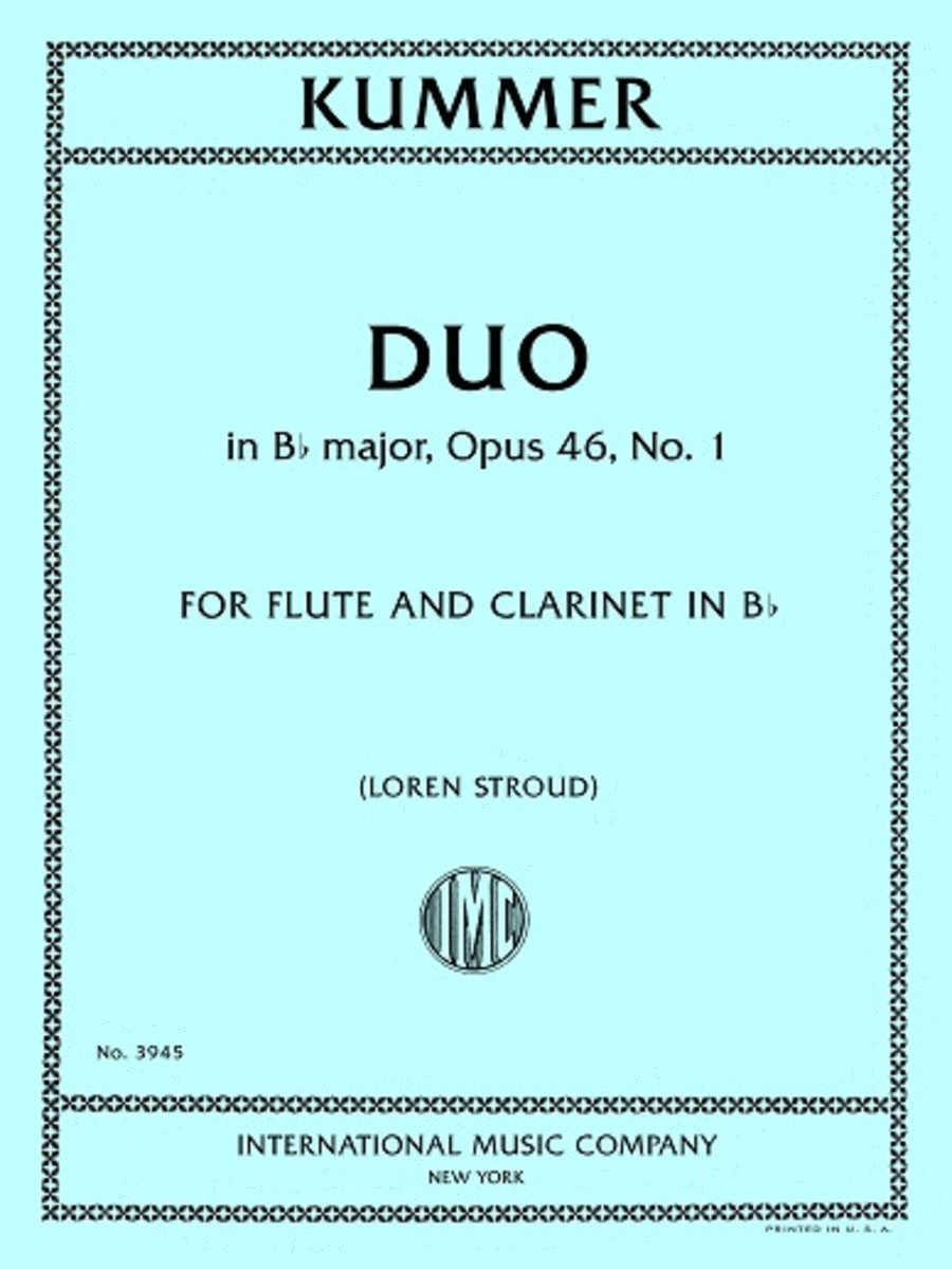 Duo in B flat major, Opus 46, No. 1, for Flute and Clarinet in B flat Woodwind Duet scores gallery preview page 1