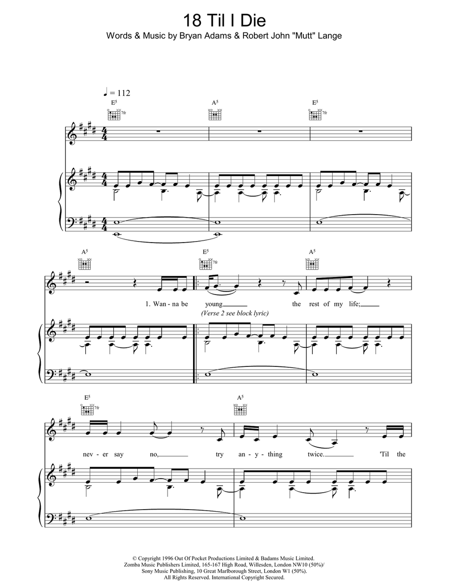 18 Til I Die Piano, Vocal, Guitar scores gallery preview page 1