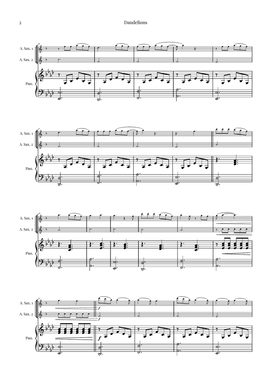 Dandelions Woodwind Duet scores gallery preview page 2