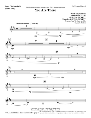 Book cover for You Are There - Bass Clarinet (sub. Tuba)