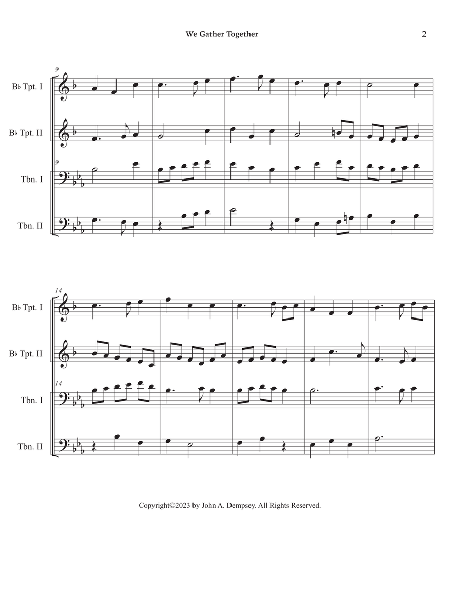 We Gather Together (Brass Quartet): Two Trumpets and Two Trombones Brass Quartet scores gallery preview page 6