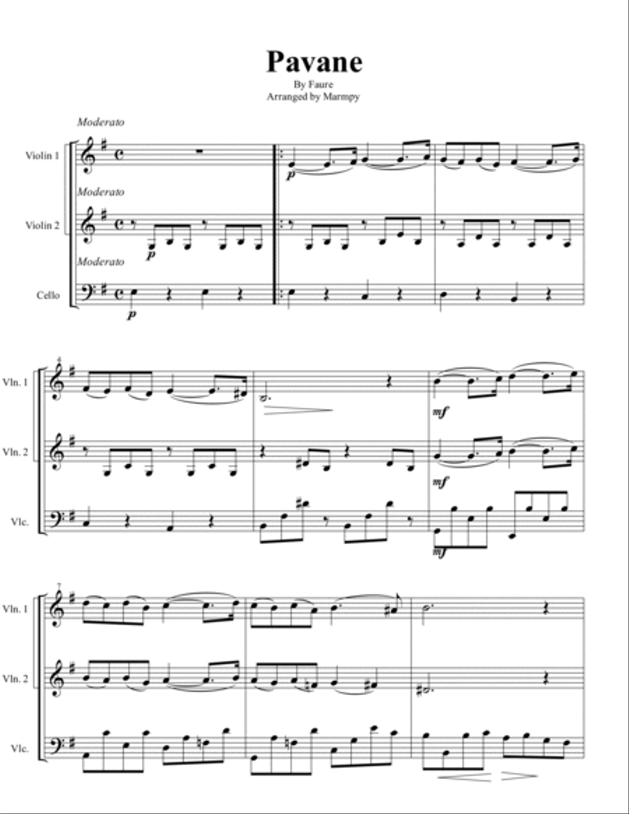 Pavane by Faure (arranged for String Trio) String Trio scores gallery preview page 3