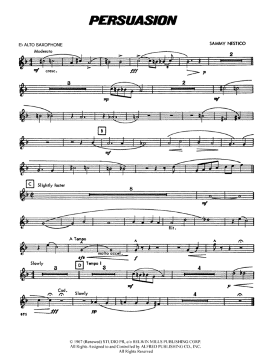 Persuasion: E-flat Alto Saxophone Concert Band scores gallery preview page 1