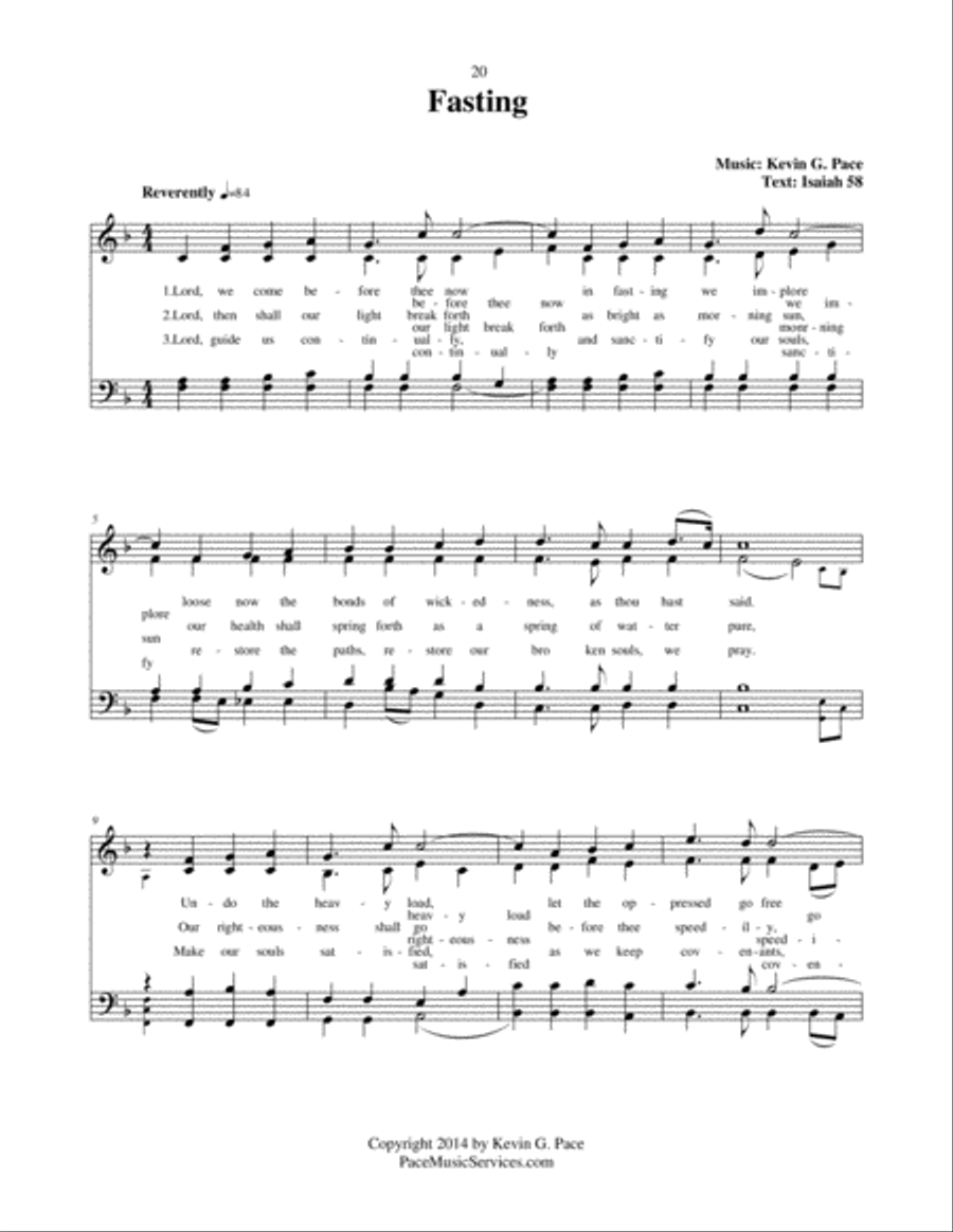 Fasting - an original hymn with text from Isaiah chapter 58 4-Part scores gallery preview page 2