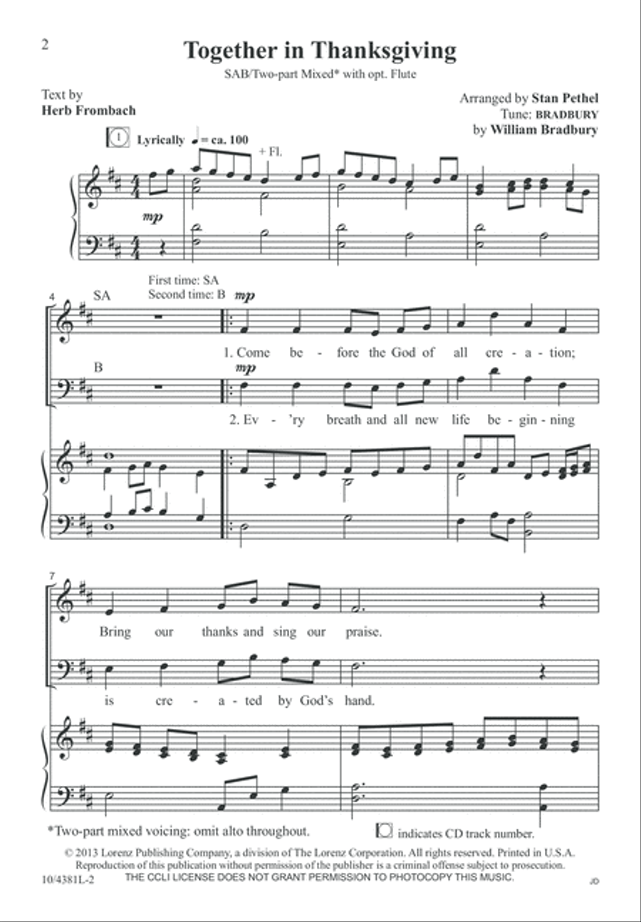 Together in Thanksgiving Together in Thanksgiving 3-Part scores gallery preview page 2