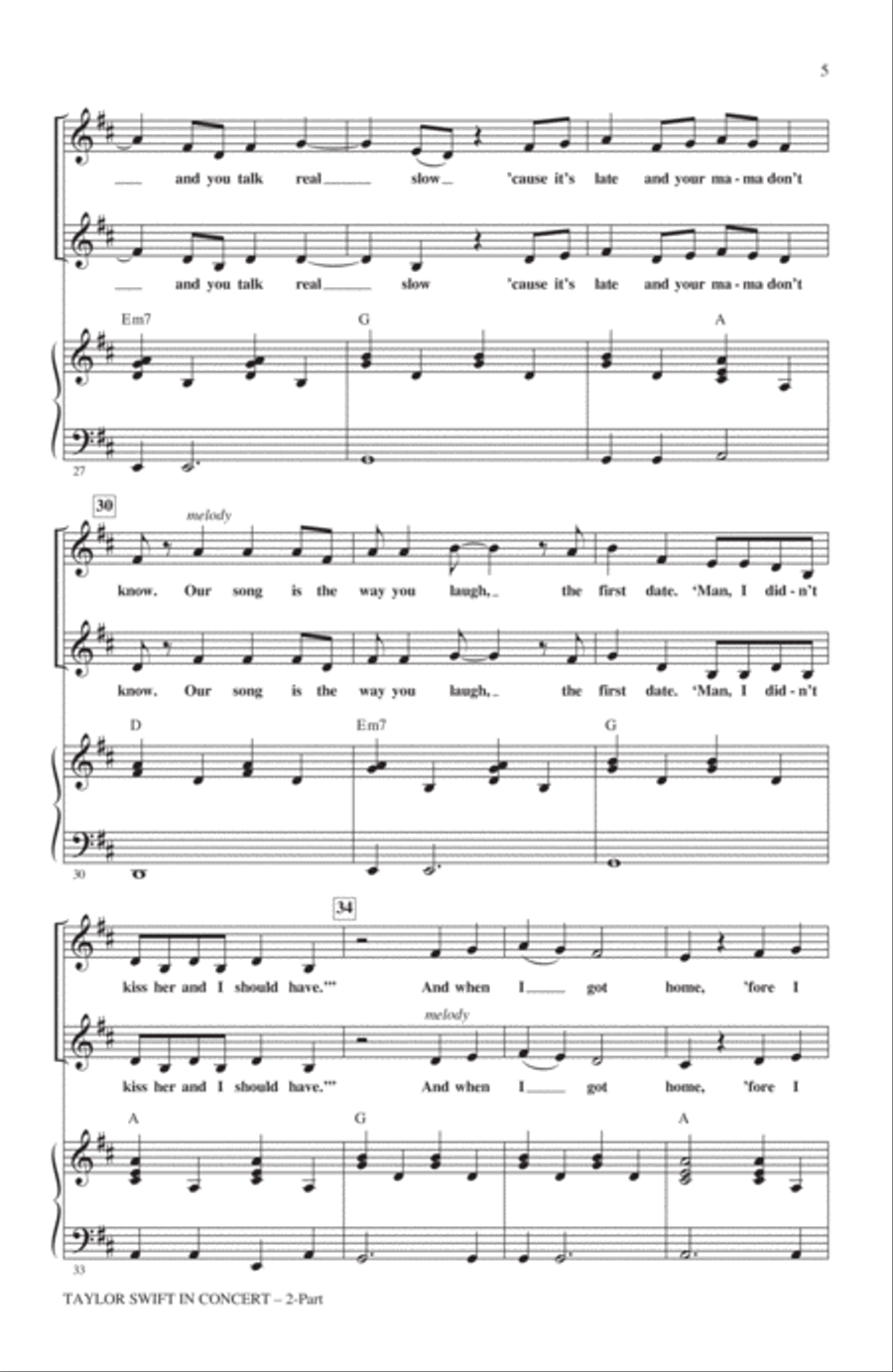 Taylor Swift In Concert (Medley) 2-Part scores gallery preview page 4