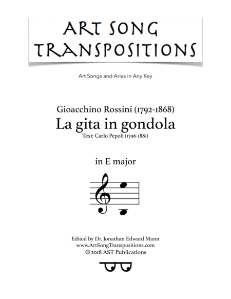 ROSSINI: La gita in gondola (transposed to E major)