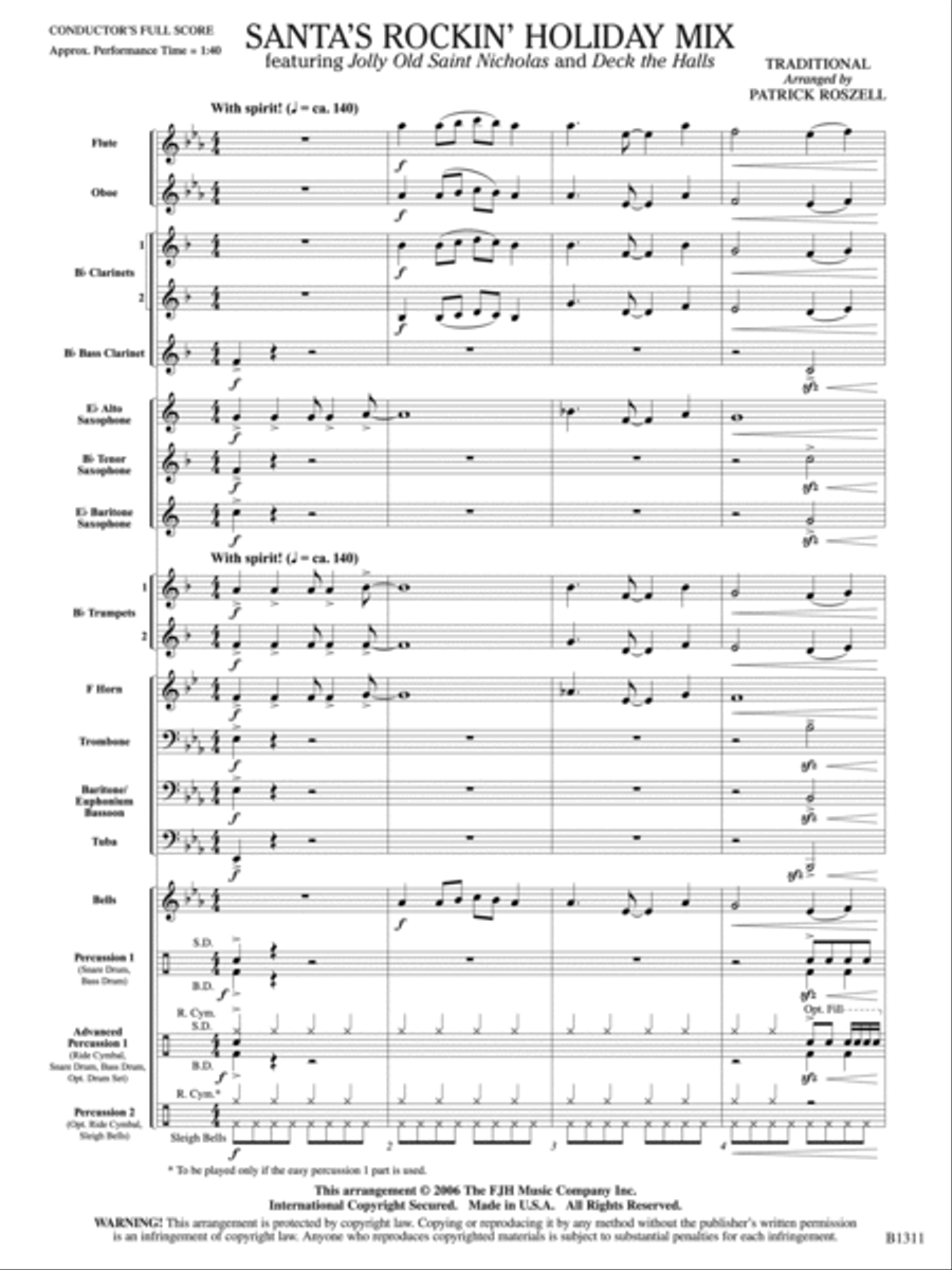 Santa's Rockin' Holiday Mix: Score Concert Band scores gallery preview page 3