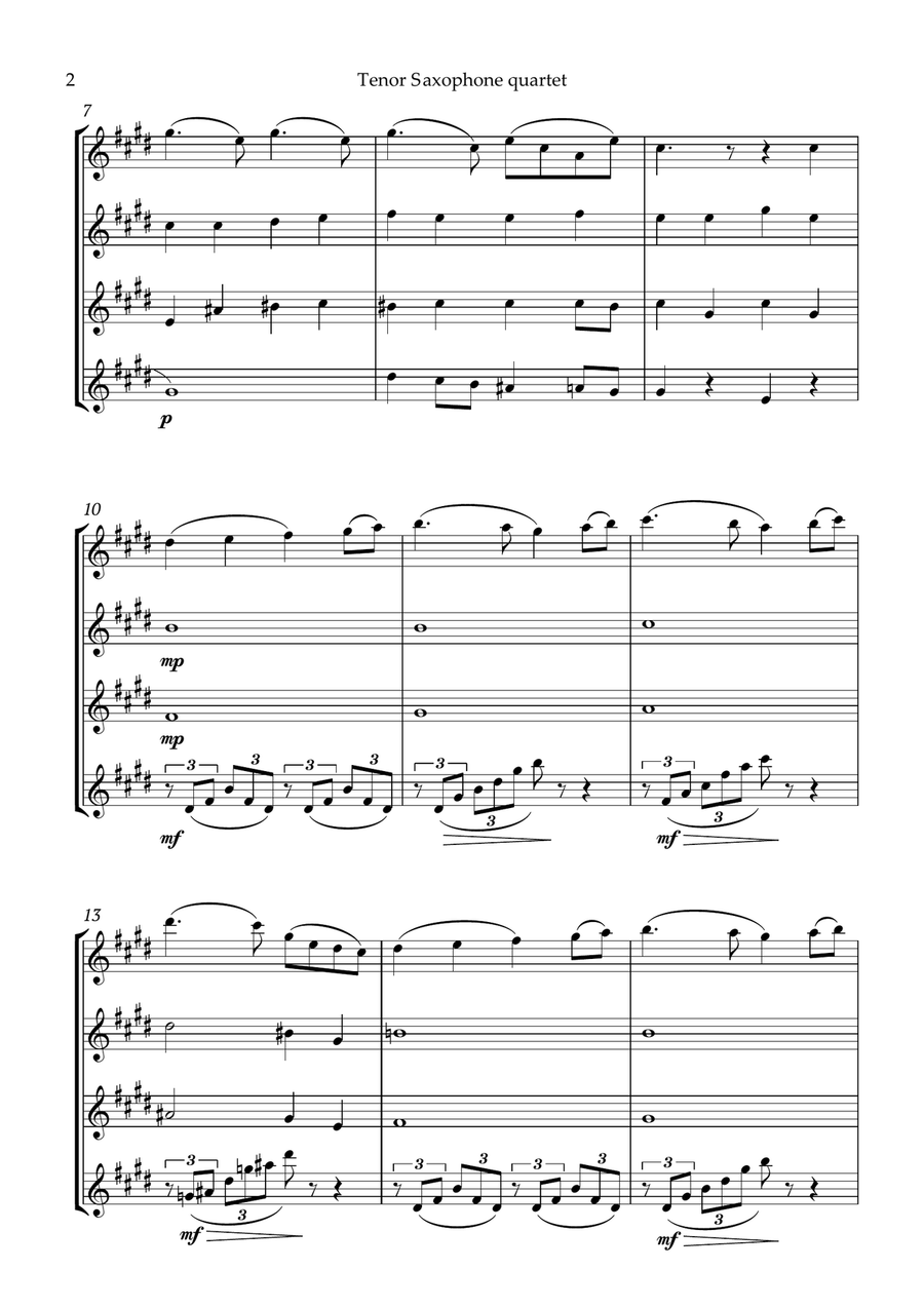 Swan Lake Tchaikovsky Tenor Saxophone Quartet Tenor Saxophone scores gallery preview page 3