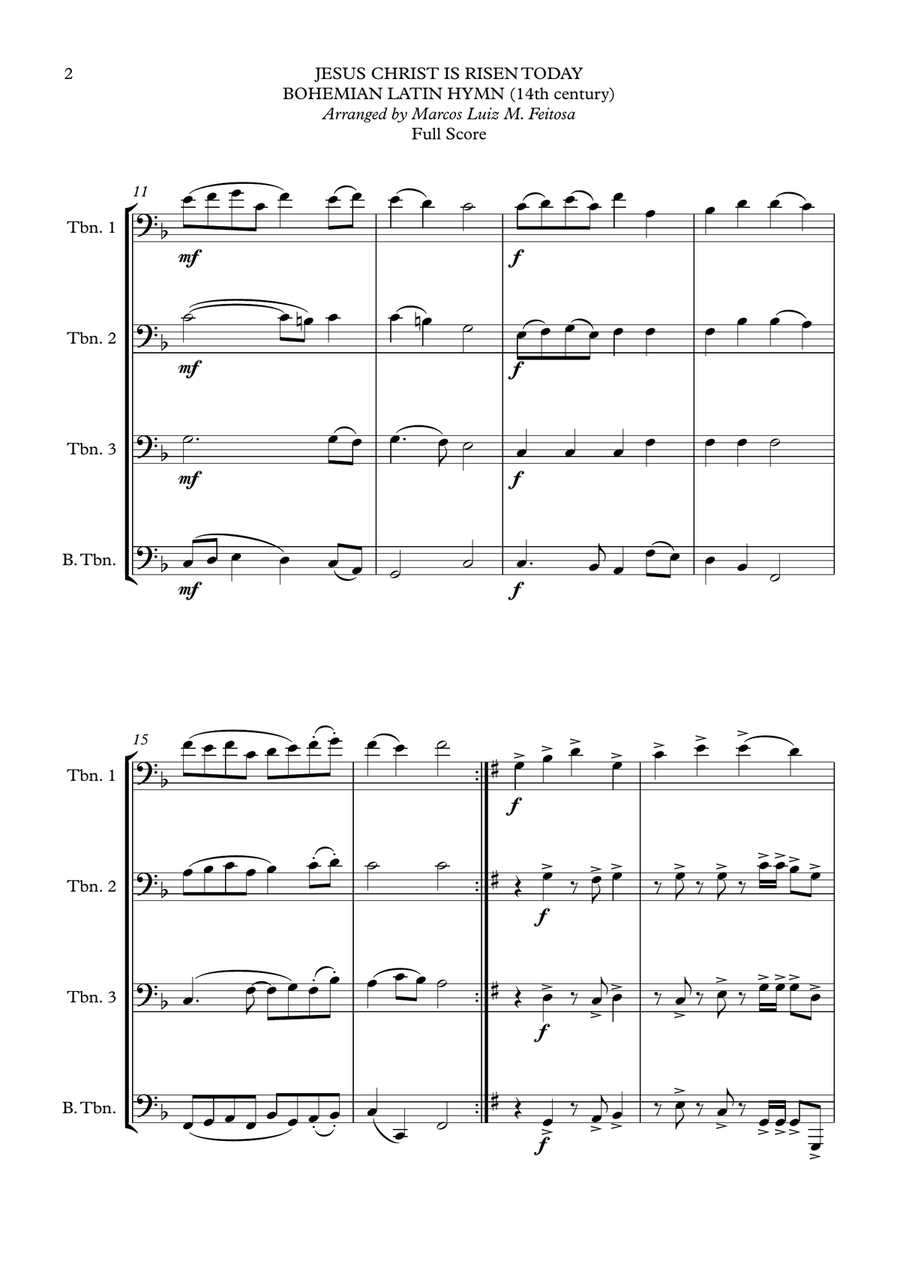 Jesus Christ is Risen Today - Trombone Quartet Brass Quartet scores gallery preview page 4