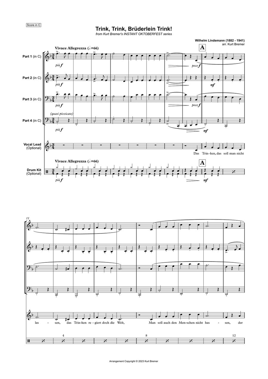 Trink, Trink, Brüderlein Trink! Small Ensemble scores gallery preview page 6
