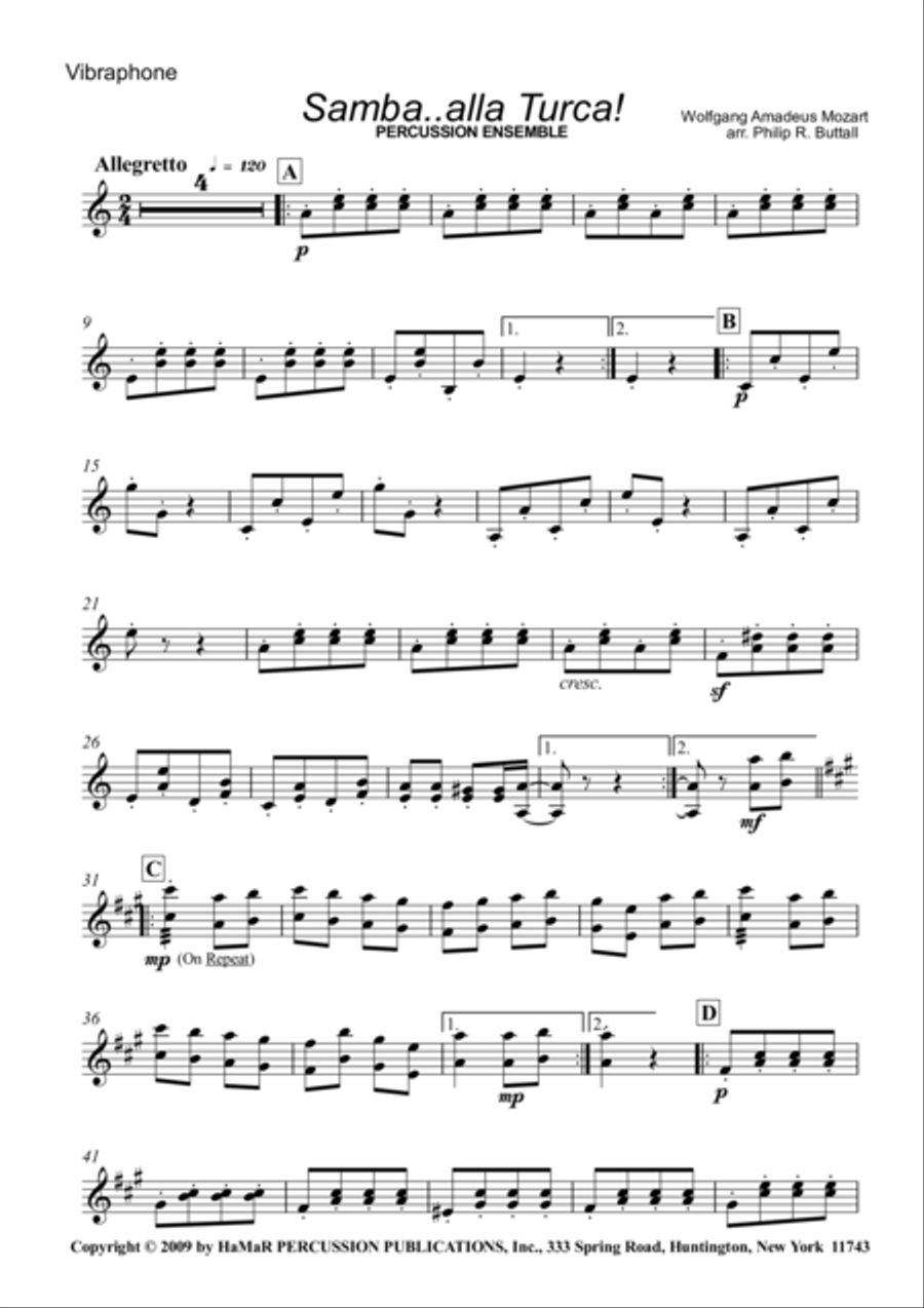 Samba. . .alla Turca! For Percussion Ensemble Percussion Ensemble scores gallery preview page 1
