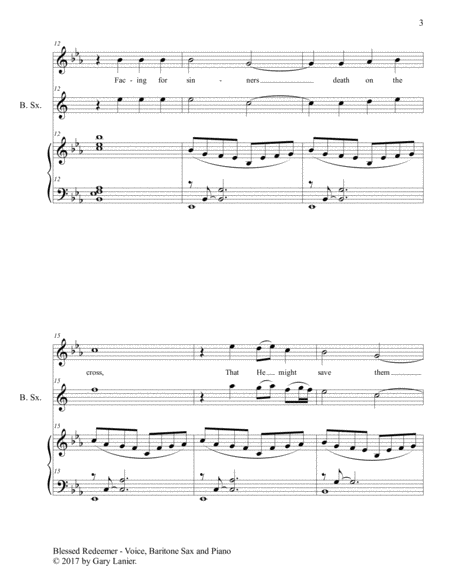BLESSED REDEEMER(Voice, Baritone Sax & Piano with Score/Parts) image number null