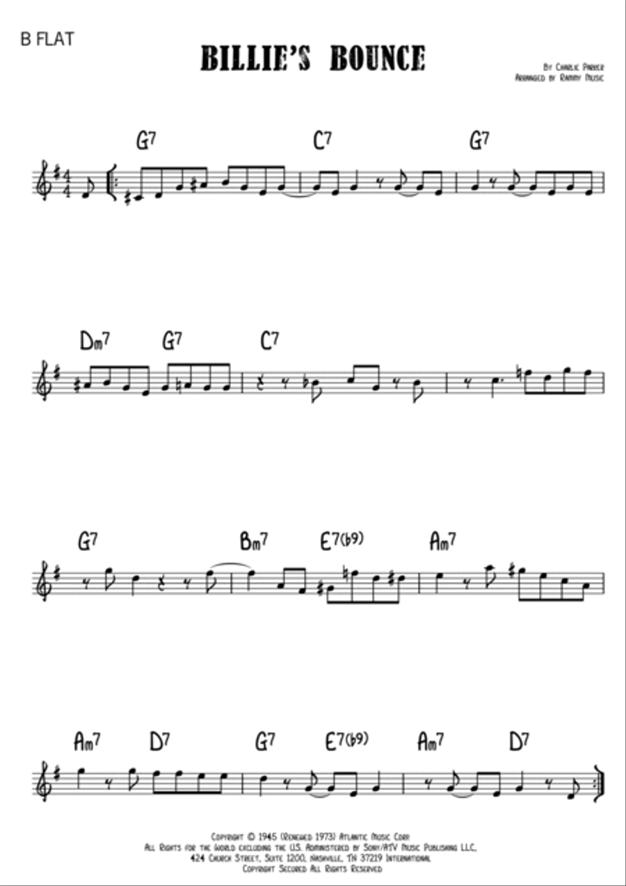Billie's Bounce (bill's Bounce) Piano scores gallery preview page 3