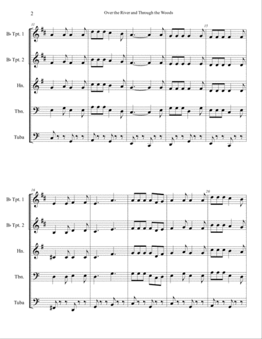 Over the River and Through the Woods Brass Ensemble scores gallery preview page 3
