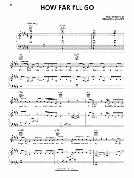 Moana - Piano/Vocal/Guitar