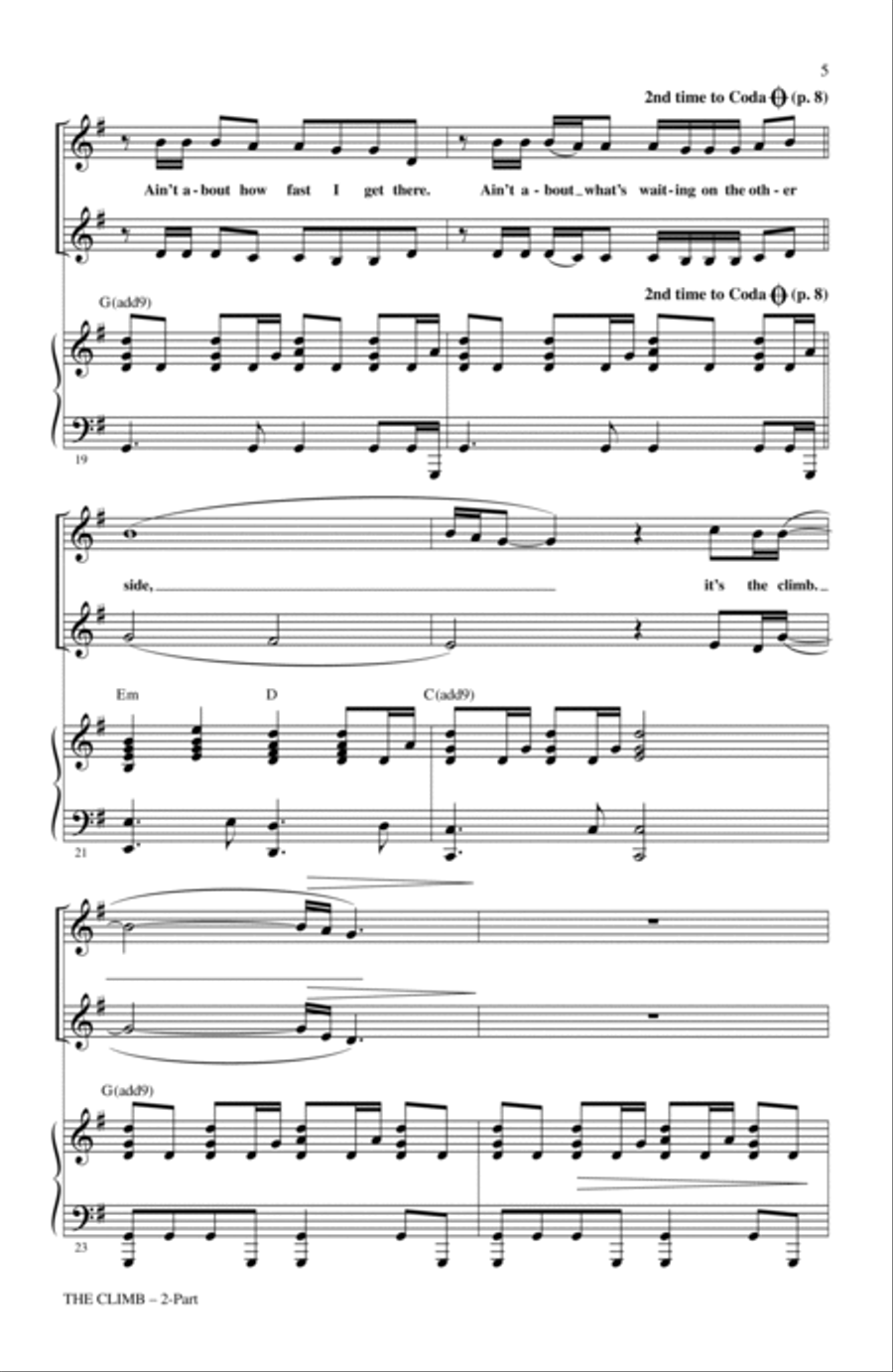 The Climb (from Hannah Montana: The Movie) (arr. Mark Brymer) 2-Part scores gallery preview page 4