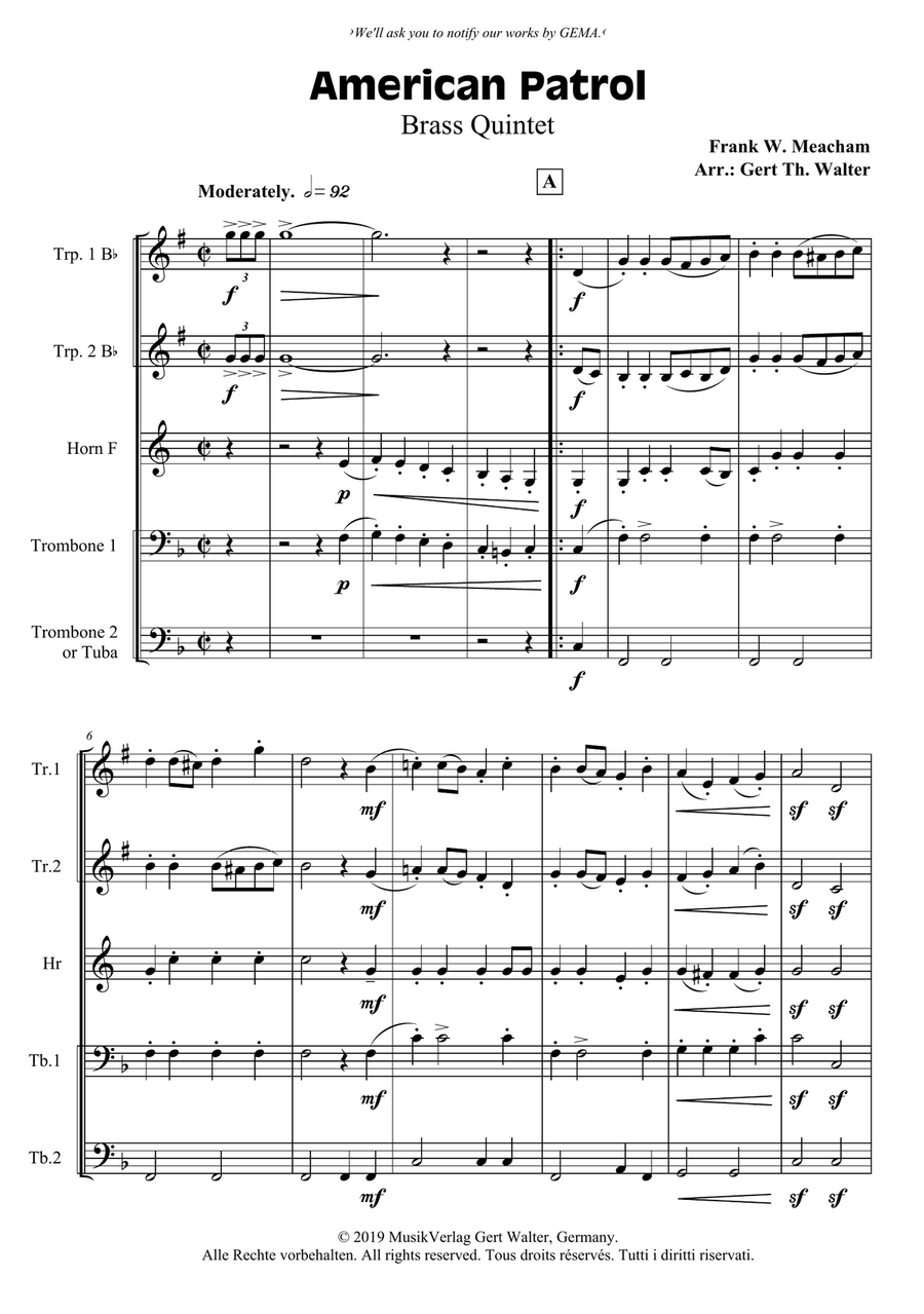American Patrol Tuba scores gallery preview page 1