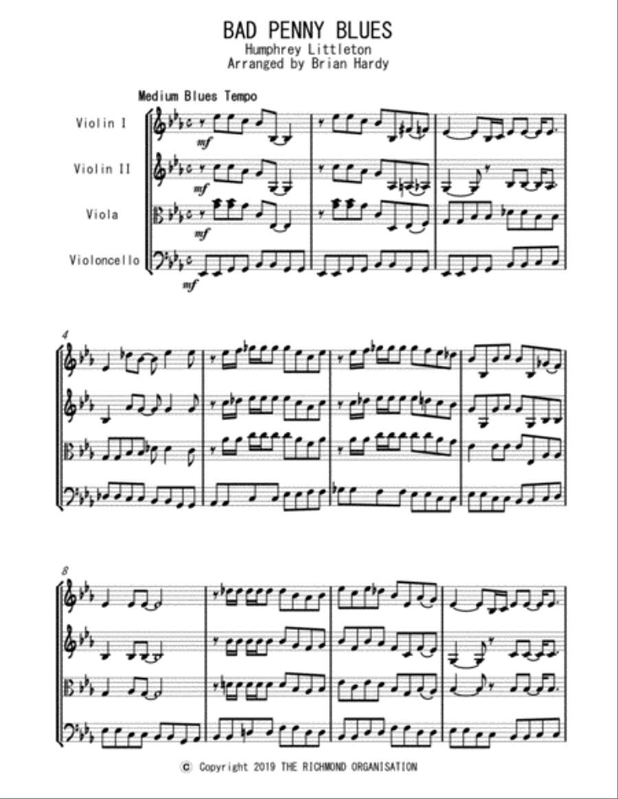Bad Penny Blues Bad Penny Blues String Quartet scores gallery preview page 1