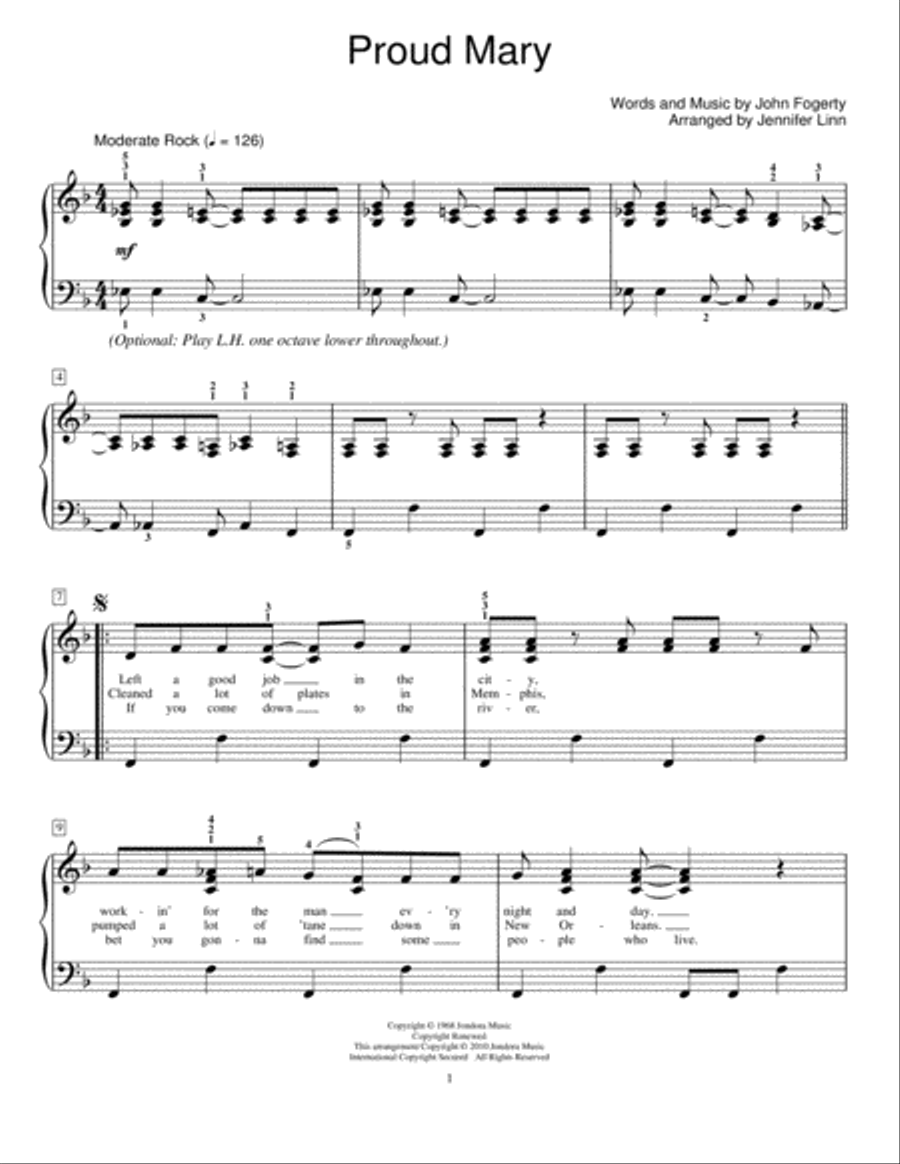 Proud Mary Piano Method scores gallery preview page 1