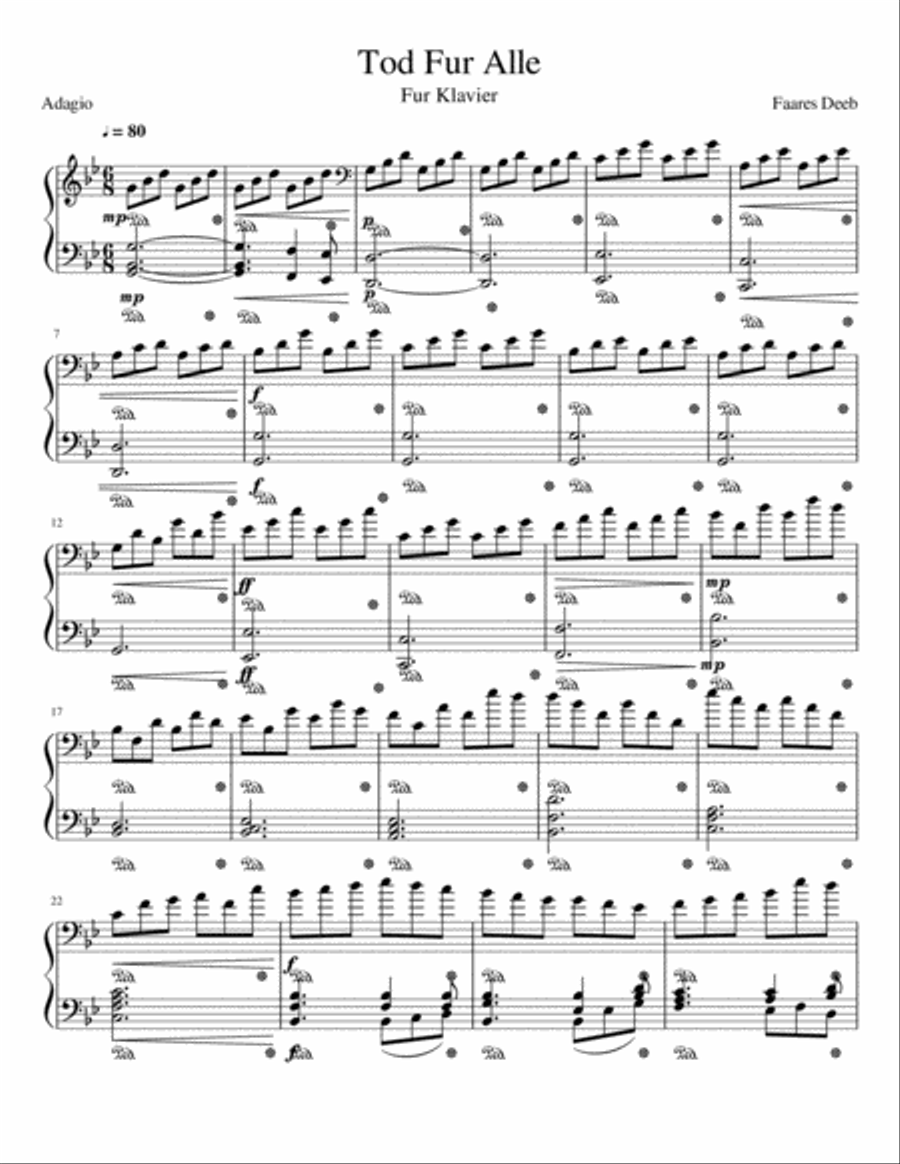 Tod Fur Alle (Death for All) Piano Solo scores gallery preview page 1