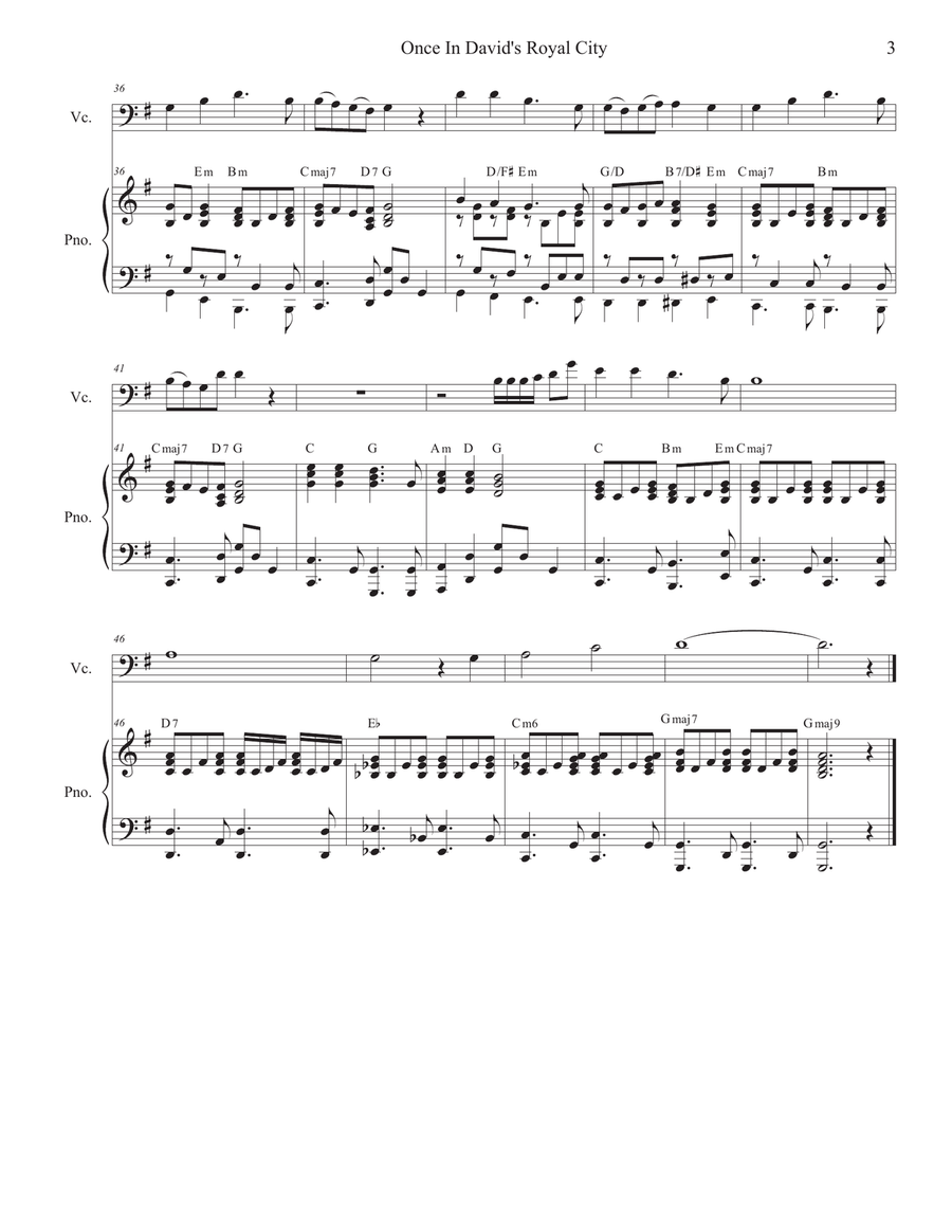 Once In Royal David's City (Cello solo and Piano) Piano scores gallery preview page 3
