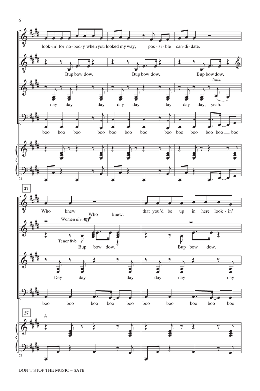 Don't Stop The Music 4-Part scores gallery preview page 5