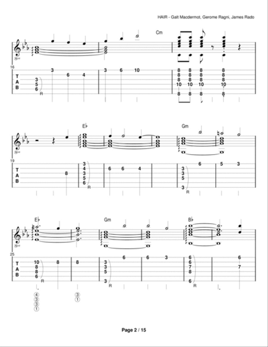 Hair Electric Guitar scores gallery preview page 2
