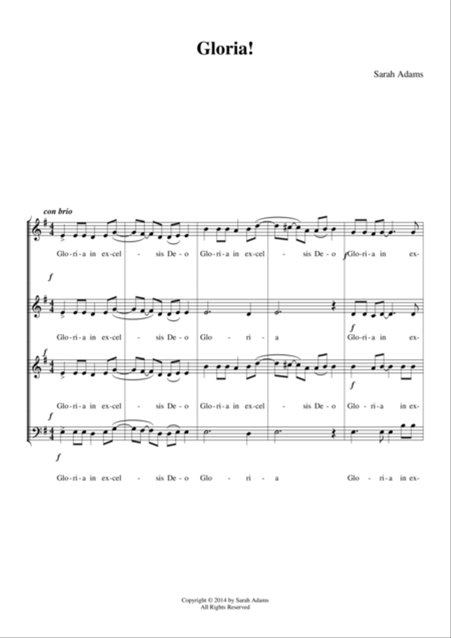 Gloria! 4-Part scores gallery preview page 1