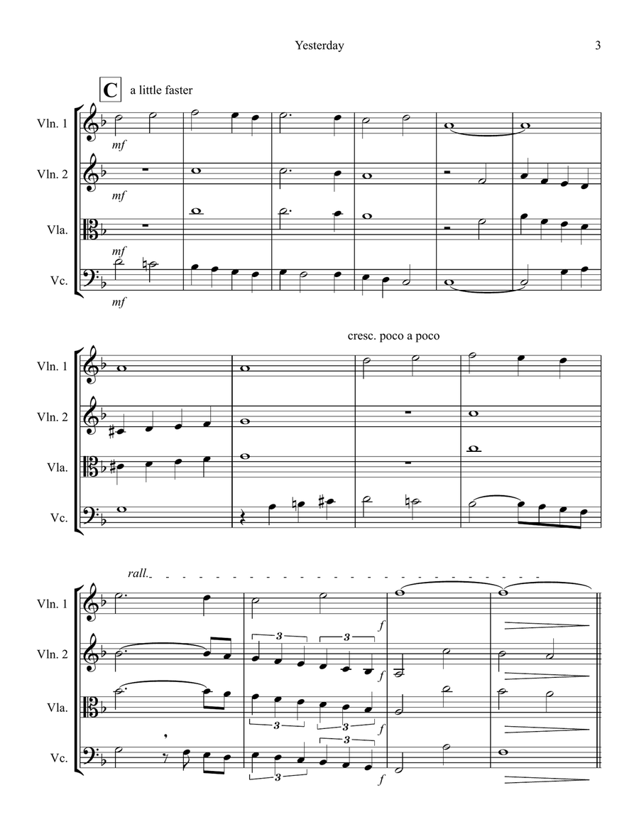 Yesterday String Trio scores gallery preview page 3