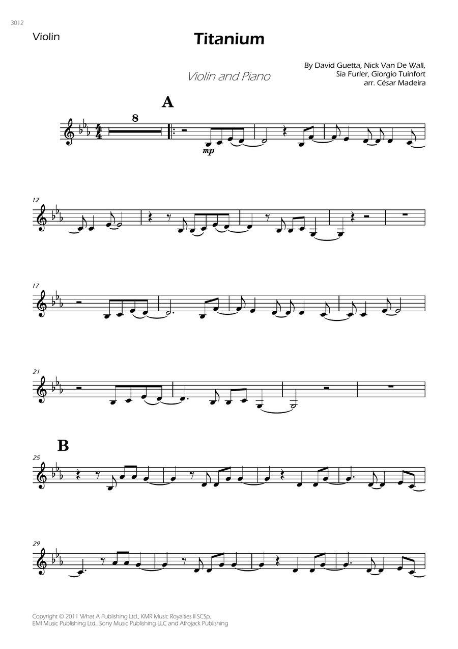 Titanium Violin Solo scores gallery preview page 1