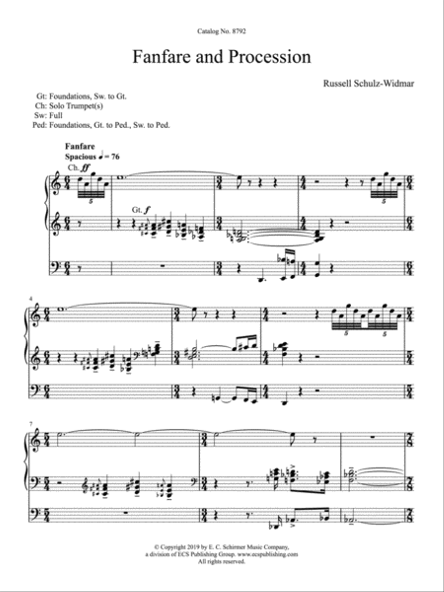 Fanfare and Procession Fanfare and Procession Organ scores gallery preview page 1