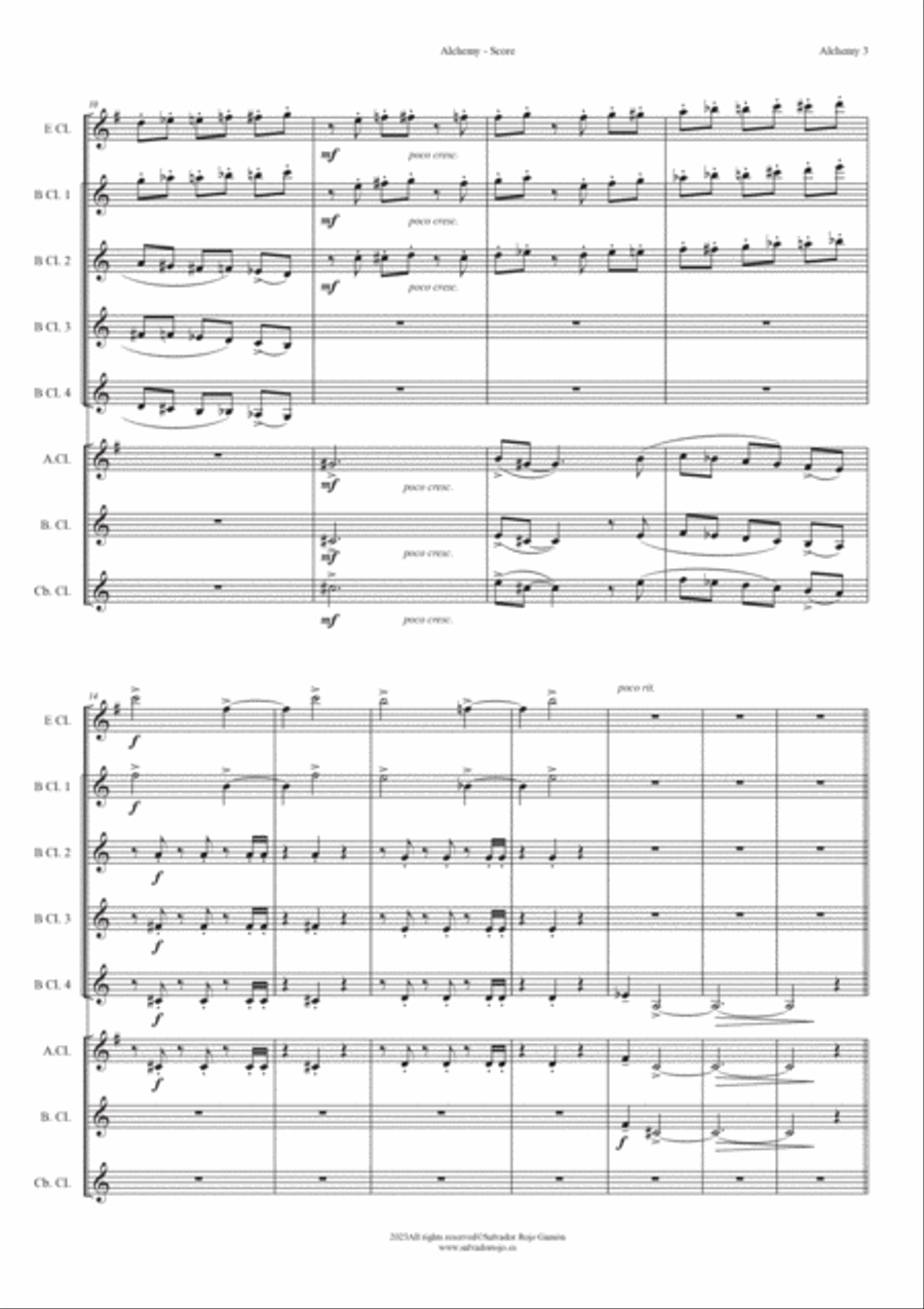 Alchemy for Clarinet Ensemble (Clarinet Choir) Clarinet Choir scores gallery preview page 3