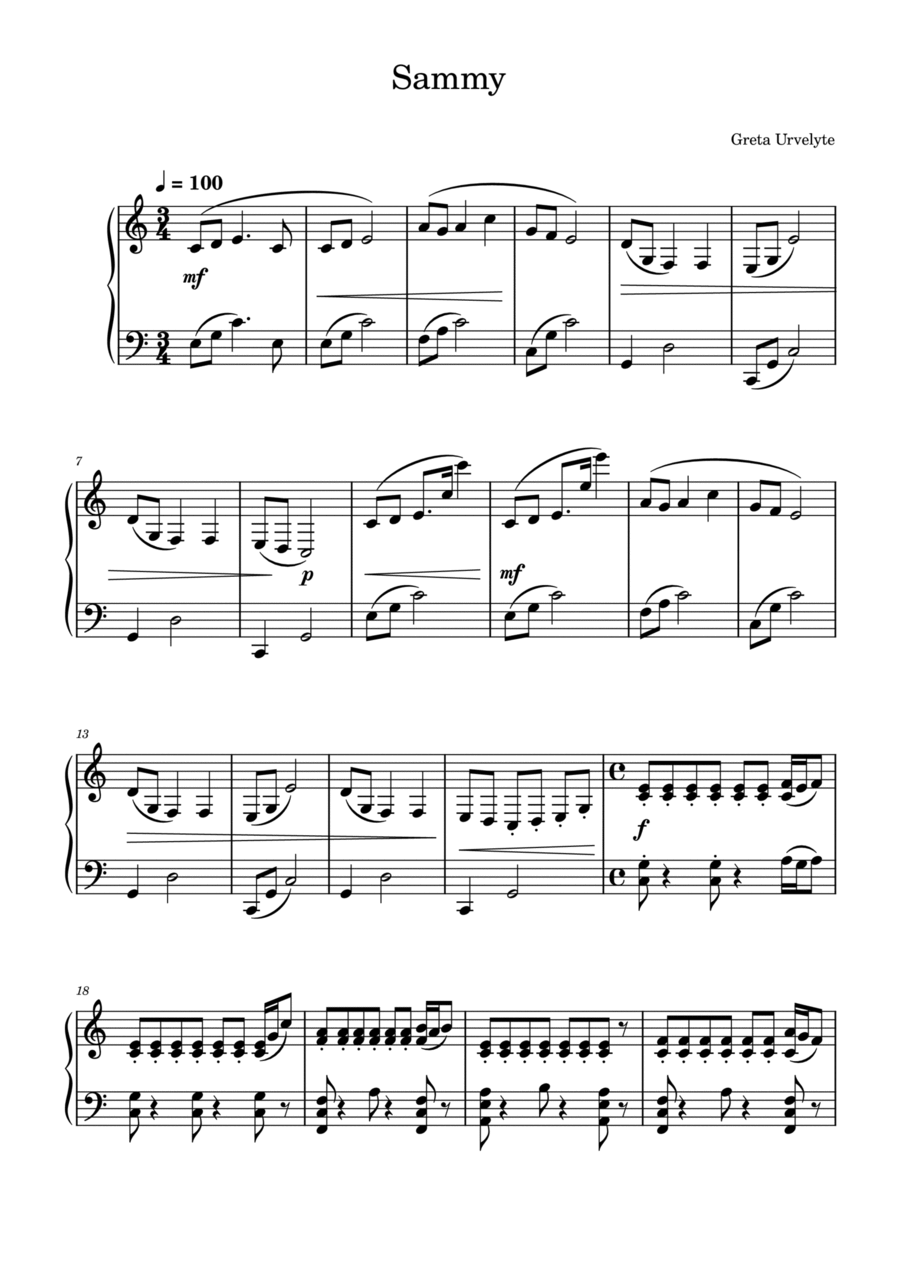 Sammy Piano Solo scores gallery preview page 1