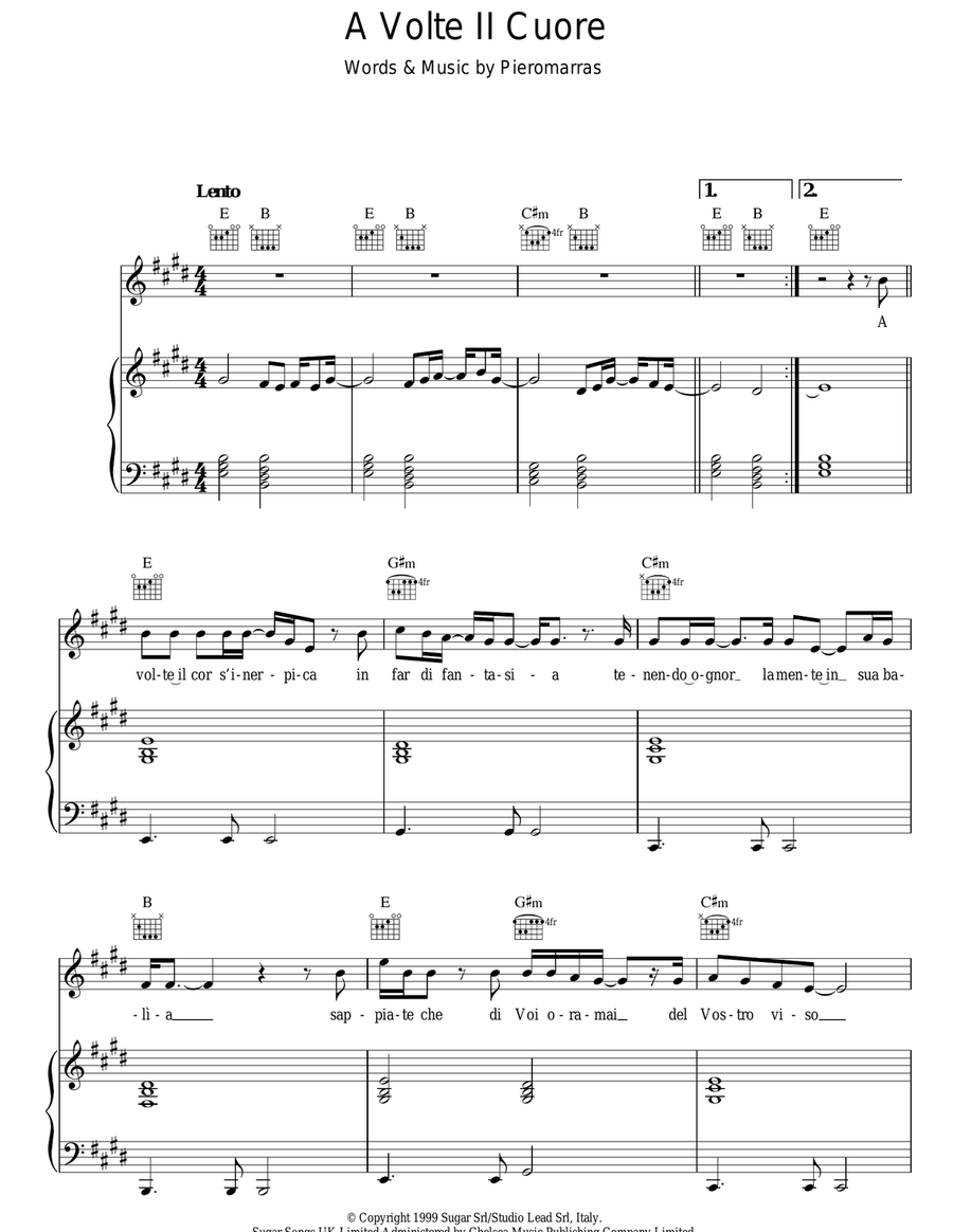 A Volte Il Cuore A Volte Il Cuore Acoustic Guitar scores gallery preview page 1