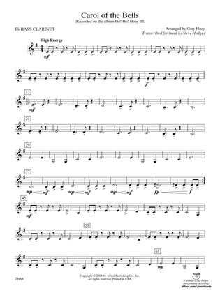 Carol of the Bells: B-flat Bass Clarinet